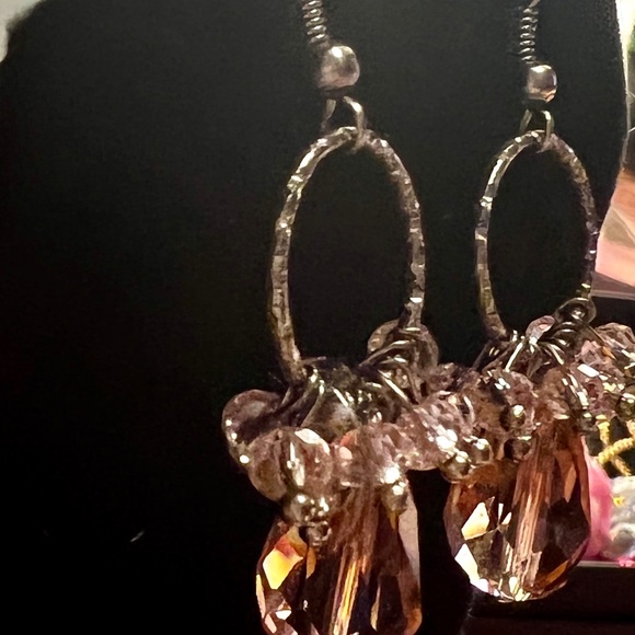 Handmade Pink Crystals Earrings NEW - Picture 4 of 4